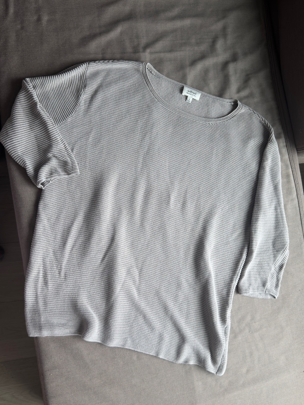 Aritzia Light Gray Ribbed Crewneck Sweater